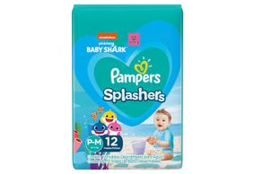 Fralda Pampers Splashers Baby Shark Tamanho P/M Com 12 Unidades