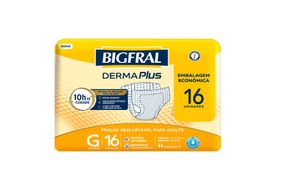 Fralda Geriátrica Bigfral Derma Plus Tamanho G Com 16 Unidades