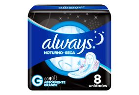 Absorvente Noturno Always Noites Tranquilas Seca Com Abas 8 Unidades