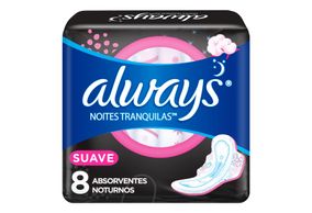 Absorvente Noturno Always Noites Tranquilas Suave Com Abas 8 Unidades