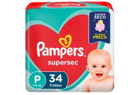 Fraldas Pampers Supersec P 34 Unidades