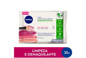 Lenços De Limpeza Demaquilantes Nivea 3 Em 1 Ação Hidratante Com 25 Unidades