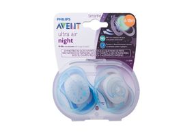 Chupeta Avent Ultra Air Night Cor Azul De 6 A 18 Meses Com 2 Unidades