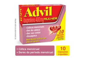 Advil Mulher 400mg Analgésico para Alívio da Cólica Menstrual blister com 10 cápsulas líquidas