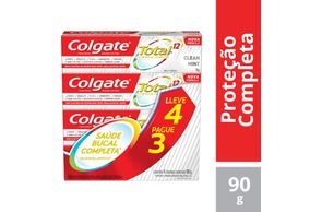 Creme Dental Colgate Total 12 Clean Mint 90g Promo Leve 4 Pague 3