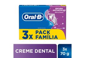 Creme Dental Oral B Escudo Antiaçúcar Com 3 Undiades De 70g Cada