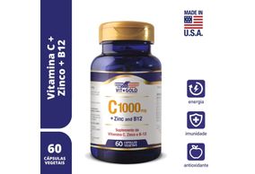 Vitamina C 1000 mg + Zinco e B12 Vitgold 60 caps