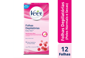 Cera Fria Corporal Veet Peles Normais e Secas - 12 Folhas