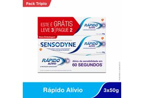 Sensodyne Rápido Alívio Creme Dental Para Dentes Sensíveis Kit Leve 3 Pague 2 Com 50g Cada