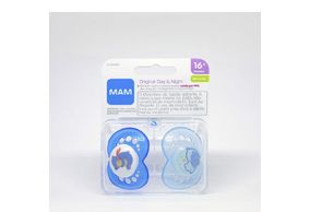 Chupeta Mam Original Dia & Noite 16 Meses Silicone Cor Azul Com 2 Unidades