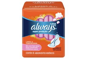 Absorvente Always Super Proteção Suave Com Abas 8 Unidades