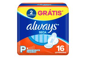 Absorvente Always Super Proteção Seca Tamanho P Com Abas 16 Unidades