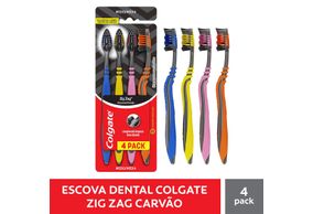 Escova Dental Colgate Zig Zag Carvão Com 4 Unidades