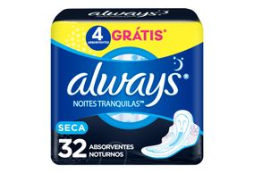 Absorvente Noturno Always Noites Tranquilas Seca Com Abas 32 Unidades