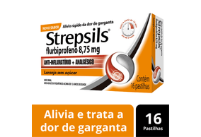 Pastilhas Para Garganta Strepsils Sabor Laranja Sem Açúcar Caixa 16 Pastilhas