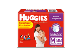 Fralda Huggies Supreme Care Bag Roupinha Tamanho M Com 88 Unidades