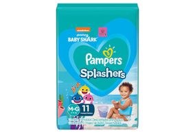 Fralda Pampers Splashers Baby Shark Tamanho M/G Com 11 Unidades