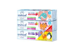 Gel Dental Infantil Amorável Kit Com 3 Unidades De 50g Cada