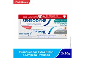 Kit Pasta De Dente Sensodyne Branqueador Extra Fresh + Limpeza Profunda Com 90g Cada