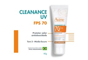 Protetor Solar Antioleosidade Avène Cleanance Uv Fps70 Tom 3 Médio Escuro 40g