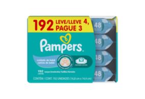 Pack Lenço Umedecido Cuidado De Bebê Pampers Pacote Leve 4 Pague 3 Unidades De 48 Lenços Cada