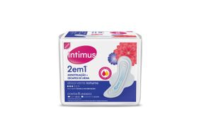 Absorvente Intimus 2 Em 1 Noturno Para Menstruação E Escapes De Urina Com Abas 8 Unidades