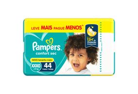 Fralda Descartável Infantil Pampers Confort Sec Xxxg + De 19kg Pacote 44 Unidades Leve Mais Pague Menos