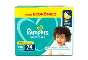 Fralda Descartável Infantil Pampers Confort Sec Xxxg + De 19kg Pacote 74 Unidades Embalagem Econômica