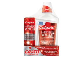 Enxaguante Bucal Colgate Luminous White 500ml + Creme Dental Clareador Luminous White Brilliant White 70g