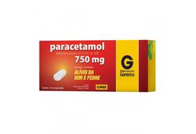 Paracetamol 750MG Comprimido   Caixa com 20 Comprimidos