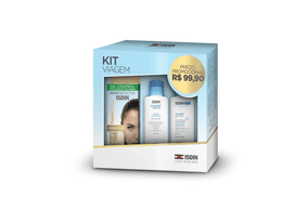 Kit Viagem Isdin Protetor Solar Facial FPS60 30mL + Gel de Banho 100mL + Loção Corporal 100mL