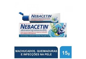 Nebacetin 5MG/G + 250UI/G Pomada dermatológica   Bisnaga com 15 G