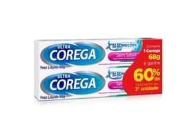 Creme Fixador de Dentadura Corega Ultra sem sabor, 2 unidades com 68g cada