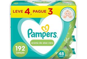 Kit Lenços Umedecidos Pampers Aroma de Aloe Vera 192 Unidades