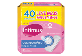 PROTETOR DIÁRIO SEM ABAS INTIMUS CUIDADO DIÁRIO PACOTE 40 UNIDADES LEVE MAIS PAGUE MENOS