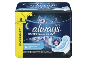 Absorvente Always Noites Tranquilas Seca com Abas 8 unidades