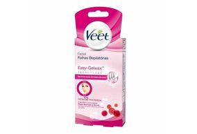 Veet Cera Fria para Rosto Peles Normais e Secas 12 folhas 12 unidades