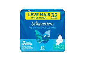 Absorvente Sempre Livre Adapt Plus Cobertura Suave com Abas 32 unidades