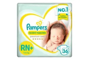 Fraldas Pampers Premium Care Recém Nascido RN+ 36