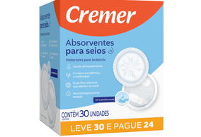 Absorvente de Seios Leve 30 Pague 24 - Cremer 30 Unidades