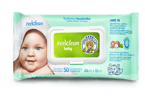 Lenços Toalhinhas Umedecidas Feelclean Baby 50 toalhinhas