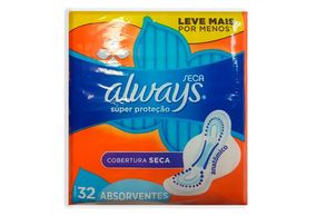 Absorvente Always Super Proteção Cobertura Seca com Abas 32 unidades