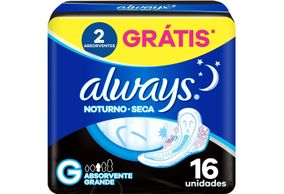 Absorvente Always Noites Tranquilas Cobertura Seca com Abas 16 unidades