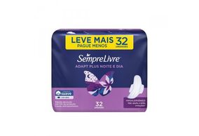 Absorvente Sempre Livre Adapt Plus Noite e Dia Suave com Abas Leve 32 Pague 24