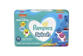 Lenços Toalhinhas Umedecidos Pampers Splash Baby Shark 4 pacotes com 48 unidades cada