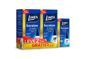 Adoçante Linea Sucralose líquido, 2 unidades com 75mL cada + 1 unidade com 25mL