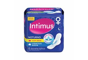 Absorvente Intimus Gel Noturno Cobertura Suave Com Abas 8 unidades