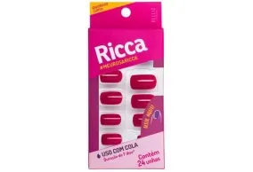 Unhas Postiças Francesinha Rosa Sexy Modelo Quadrado Curto Ricca 24 unidades 24 unidades