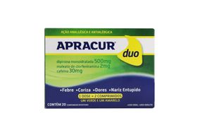 Apracur Duo 500mg  + 2mg + 30mg 20 comprimidos revestidos