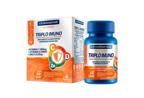 Triplo Imuno Vitamina C, Vitamina D e Zinco 1000mg + 2000UI + 29,59mg 30 Comprimidos